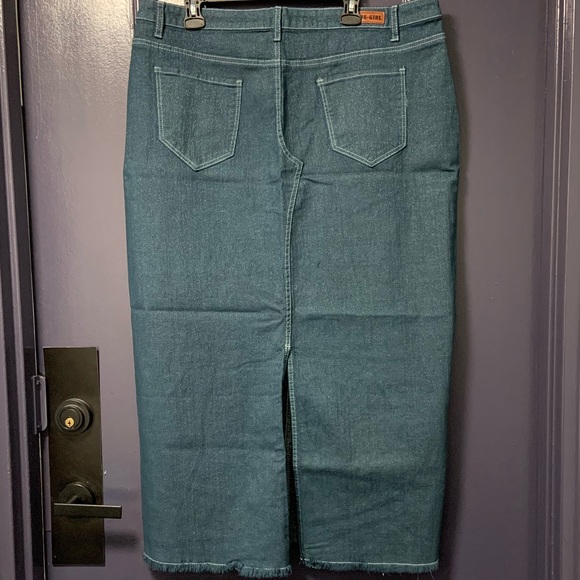 Be-Girl Denim Skirt Long Maxi Sparkle Blue Silver Waist: 20” 2X NWT - Picture 2 of 4